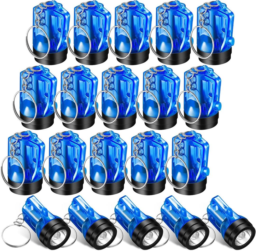 20 Pcs Mini Flashlight Keychains Bulk Plastic Portable Handheld LED Key Chains for Birthday Party Favors(Blue)