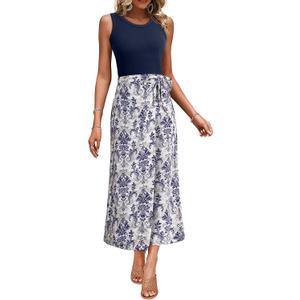 Dokotoo 2 Piece Sets for Women Summer Sleeveless Tank Tops and Boho Tie Knot Elastic Waist Midi Skirt Set (XXL)