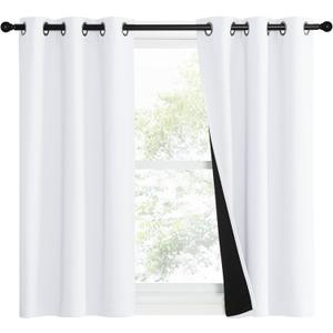 NICETOWN Pure White 100% Blackout Lined Curtains, 1 Pair, 37" Width x 50" Length Each Panel, 2 Thick Layers Narrow Wide Window Treatment Panels Thermal Insulated Drapes for Kitchen Small Window