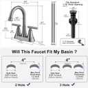 Bathroom Faucets for Sink 3 Hole, Hurran 4 inch Brushed Grey Bathroom Sink Faucet with Pop-up Drain and Supply Hoses, Stainless Steel Lead-Free Centerset Touch On Faucets for Vanity RV