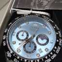 OLEVS Men's Watches Chronograph Multifunction Sport Silicone Luxury Diamond Moon Phase Quartz Male Watch Waterproof Wrist Watch (Blue)