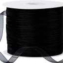 250 Yards 1/4 Inch Sheer Organza Chiffon Ribbon Narrow Thin Ribbons for Ornaments Hanging, Crafts Making (Black)