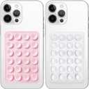 Anteel 2 Pack Silicone Suction Phone Case Mount, Non Slip Sticky Grip for Cellphone, Silicon Adhesive Suction Cup Mount, Strong Grip Holder for Selfies and Videos (LightPink&White)
