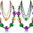 Henoyso 2 Set 50" Jumbo Mardi Gras Beads Necklaces Lighted/unlighted Assorted Costume Necklace Metallic Necklace Party Mardi Gras Decoration for Festival Parades Celebrations Carnival(Simple)
