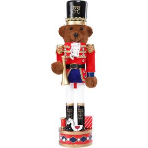 Vipush Christmas Wooden Bear Style Nutcracker Soldier - 15.2 Inch Figure Ornament Desktop Xmas Puppet Decor Doll Pendant for Party Store Home
