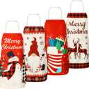 Zhanmai 4 Pieces Christmas Apron for Women Men Adjustable Christmas Kitchen Baking Apron Bib Aprons for Xmas Party Gift