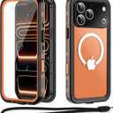 Beasyjoy for iPhone 17 Pro Max Case Waterproof, Built-in Screen Protector & Full Body Protection, Heavy Duty Rugged Military Shockproof Dustproof Case, Compatible with MagSafe, 6.9" Orange