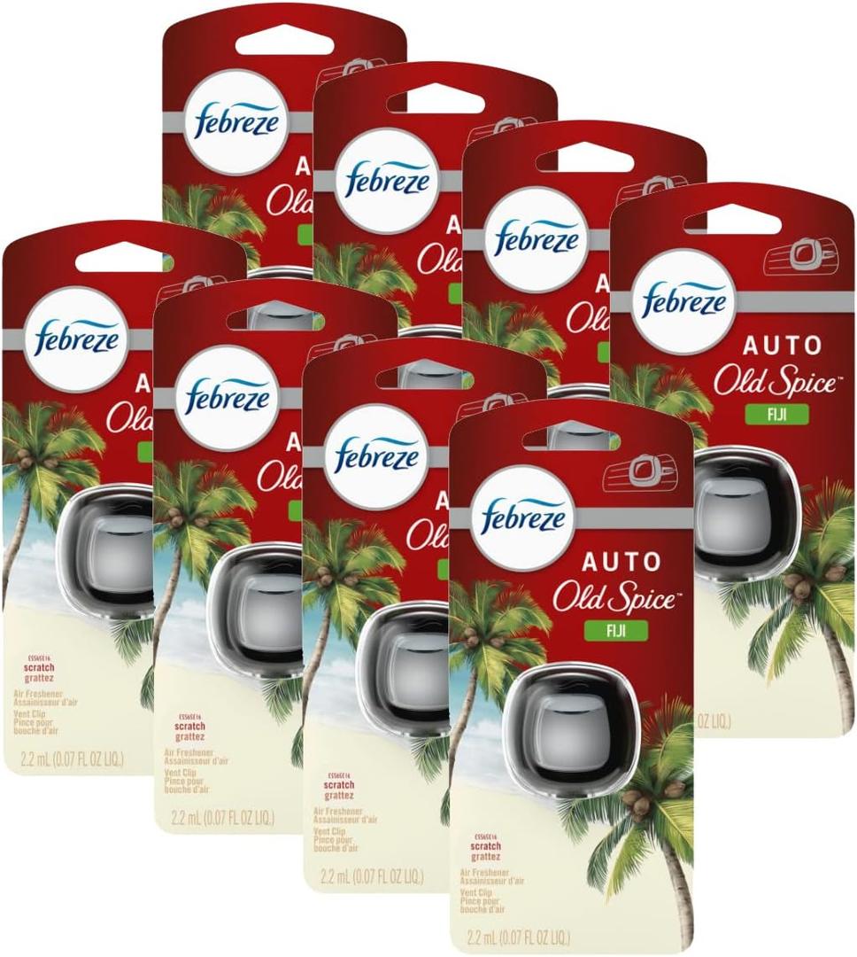 Febreze Car Vent Clip Air Freshener, Odor Eliminator for Up to 30 Days Freshness, 3 Count (Pack of 1) Clip, Fiji