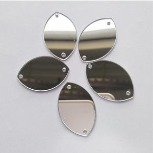 Sew On Water-Drop Shape Mirror Beads, DIY Mirrored Rhinestones for Costume Evening Dresses Cloth Garment Decoration Accessory (Silver)