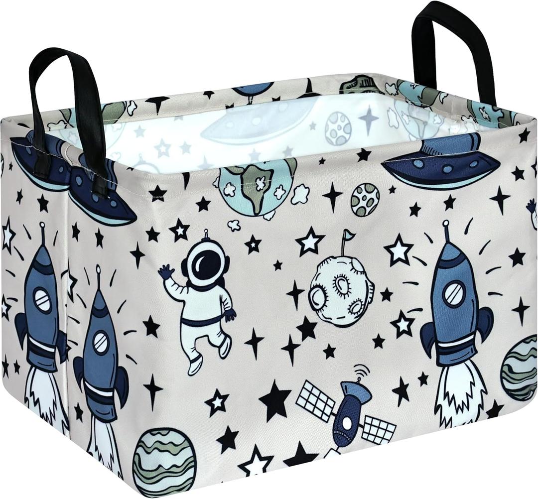 Rec Spaceman Print Box Hamper Storage Basket Collapsible Organizer Bin Gift Shelf Baskets for Home and Kitchen Storage