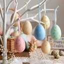 Lewtemi 12 Pcs Floral Spring Eggs Hanging Tree Decor Watercolor Pastel Plastic Eggs Ornament for Birch Tree Spring Centerpiece Basket Decorations Holiday Display Indoor Wreath Garland Decor