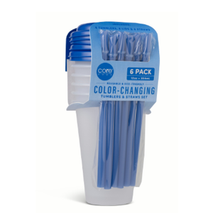 Core Home Kids Color Changing Tumblers With Straws Blue