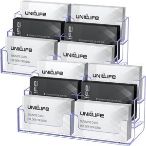 Uniclife 2 Pack Acrylic Business Card Holder for Desk 3 Tiers 6 Slots Clear Business Card Display Stand for Men & Women Desktop Business Card Organizer Card Stand for Office Home, 360 Card Capacity
