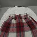 Noubeau Toddler Girls Plaid Outfits Girls Puff Sleeve Knit Ribbed Shirt Tops Plaid Skirt Set Kids Fall Winter Clothes Size 7Y