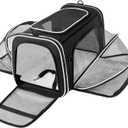 MASKEYON TSA Airline Approved Large Pet Travel Carrier,4 Sides Expandable with 2 Mesh Pockets,3 Entry, Soft Sided Collapsible Dog Carrier for 2 Cats,Kittens,Puppies,Dog, X-Large, Black & White