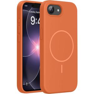 Miracase Magnetic for iPhone 17e Case & iPhone 16e Case, [Soft Anti-Scratch Microfiber Lining], Compatible with MagSafe, Silicone Shockproof Protection Phone Case for iPhone 17e/16e, Orange