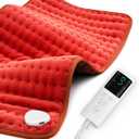 Heating Pad for Back Pain Relief 17"x33" Large, Moist Dry Heat Options, XL Electric Heating Pads, 9 Heat Settings, Machine Washable, Auto-Off, Gifts for Women, Mom, Men (Pure Red)