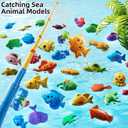 TEMI Magnet Fishing Game for Kids 4-8, Fish Toys for Kids 3-5, Bathtub Floating Fishing Pole, Water Table Pool with Rod Net, Summer Water Play Indoor and Outdoor, Gifts for Holiday for Boy and Girls