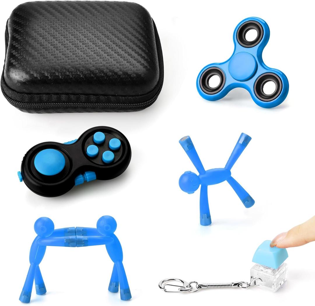 Fidget Toys Adults, Kids Plane Travel Essentials, Road Trip Activities for Toddlers 3-5, Toddler Car Activities Sensory Toys for Kids with Autism (Blue)