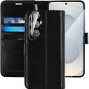 MONASAY Wallet Case Fit for Samsung Galaxy S25+ Plus 5G, [Lens & Glass Screen Protector Included] [RFID Blocking] Flip Folio Leather Cell Phone Cover with Credit Card Holder, 6.7 inch, Black