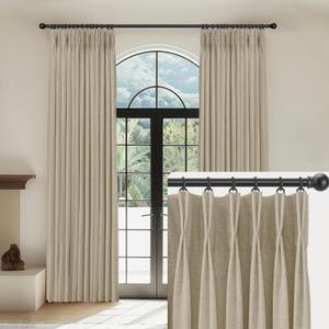 Linen Pinch Pleated Curtains Blackout 100% Black Out Curtains 84 Inches Long 2 Panels with Hooks, Thermal Insulated Pinch Pleat Drapes for Bedroom, 40Wx84L, Grey Beige Linen Pinch Pleated Curtains Blackout 100% Black Out Curtains 84 Inches Long 2 Panels with Hooks, Thermal Insulated Pinch Pleat Drapes for Bedroom, 40Wx84L, Grey Beige