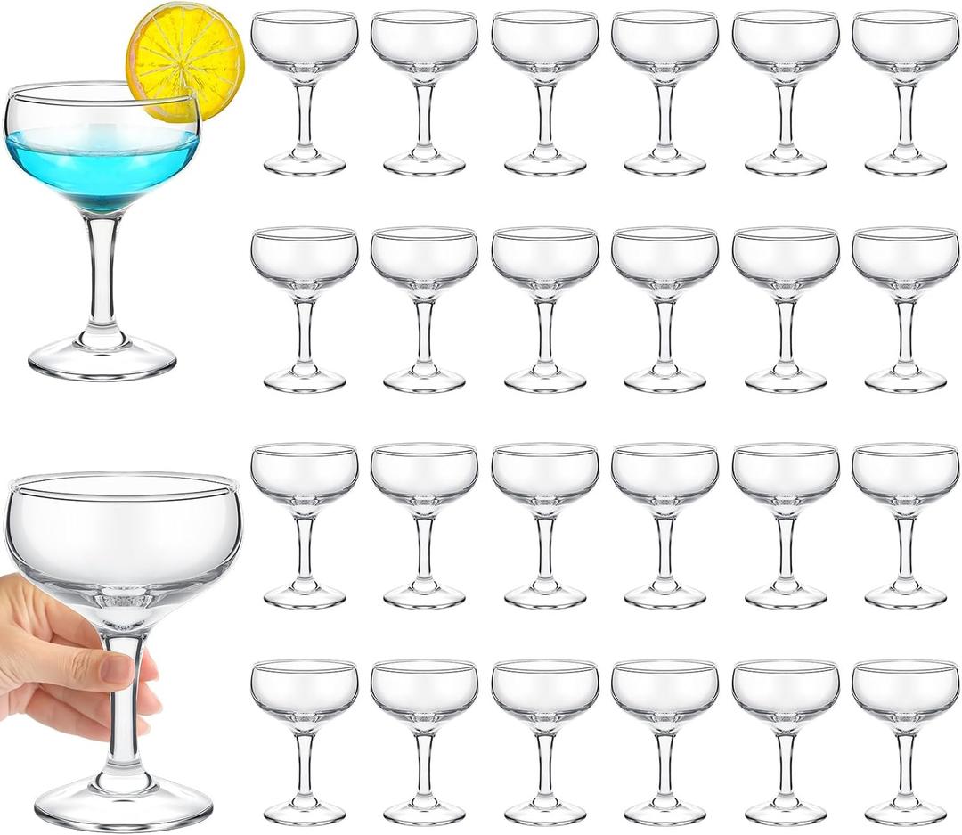 Weewooday 24 Pcs Coupe Glasses Bulk 3.4 oz Clear Champagne Coupe Cocktail Martini Margarita Glasses Wine Drinking Cups for Wedding Birthday Party Bar Home Restaurants