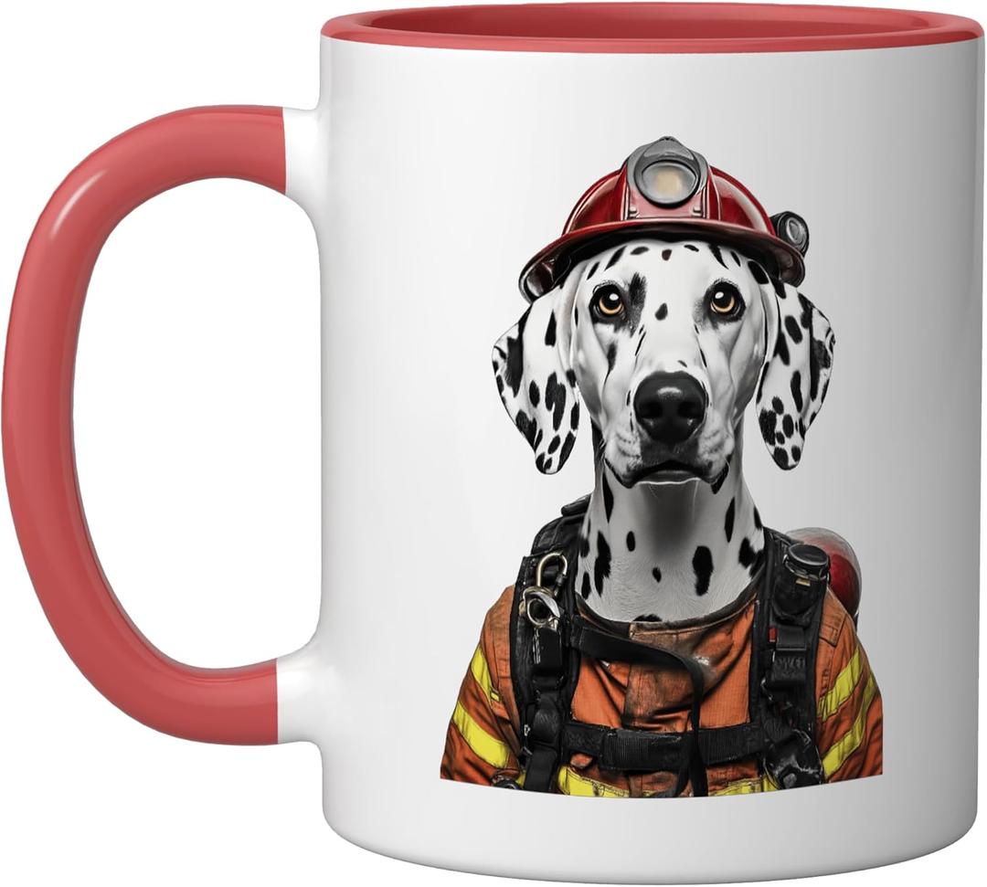 Dalmatian Firefighter Ceramic Mug, Red/White (11 Ounces)