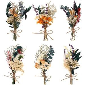 Fuyamp Mini Boho Dried Flower Bouquet Set of 6 Natural Dried Flowers Small Bouquets Real Plants Bundle Bohemian Flower for Wedding Photo Frame Gift Box Home Vase Decorations DIY Craft(About 5-7'') (Multi Color)