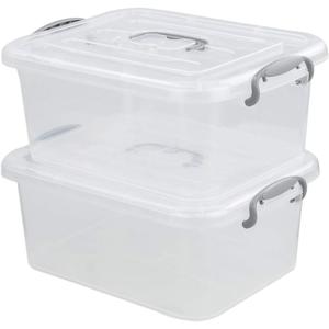 2 Packs Storage Bin with Lid, 8 Liter Plastic Box Set