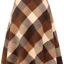 Long Plaid Wool Skirt for Womens Winter Fall Warm High Elastic Waist A line Flared Pleated Wool Tartan Skirts (Big Plaid Coffee) XX