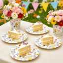 40 Pcs Spring Floral Paper Plates | 7 Inch Assorted Wildflower Disposable Dessert Plates for Garden Party, Baby Shower, Birthday & Spring Party Decorations