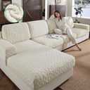 OHSIO Couch Cushion Covers, Super Soft Thicker Fleece Sofa Cover Stretch Sectional Sofa Slipcover Washable Pet Friendly Anti-Slip Stain Resistant Furniture Cover for Home(1 Back Cover,Ivory)