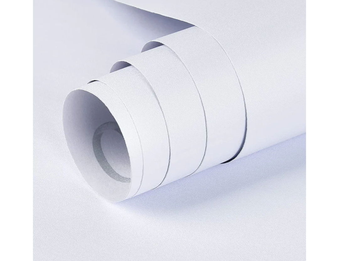 Mecpar 15.7" x 118" Matte White Wallpaper White Contact Paper Peel and Stick Wall Paper Thicken Waterproof Wallpaper for Kitchen Countertop Cabinet Wardrobe