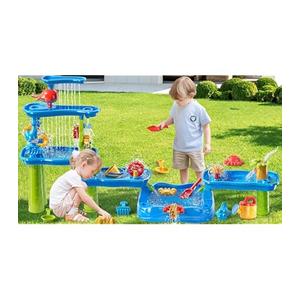 PEADUCK Water Table for Kids 3 4 5 6 7 Years Old, 3-Tier 4 Areas Water Table Activity Sensory Outside Toys for Toddlers 3-5, Beach Backyard Outdoor Play Table Gift for Boys Girls