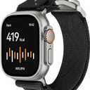 Aulumu C03 Snap Functional Titanium Buckle for Apple Watch Ultra (3/2/1) Nylon Band | Luxury Embossed Texture Knit | Quick release Design | iWatch Bands for 49/46/45/44MM Natural Titanium/Black