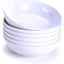 8-Inch Melamine Salad Bowls (Set of 6) - Unbreakable, Reusable Pasta Bowls With Ceramic Feel, Stackable and Dishwasher-Safe, Versatile for All Meals (White), AR20-2