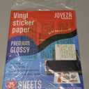JOYEZA Premium Printable Vinyl Sticker Paper for Inkjet Printer - 25 Sheets Glossy White Waterproof, Dries Quickly Vivid Colors, Holds Ink Well - Inkjet & Laser Printer