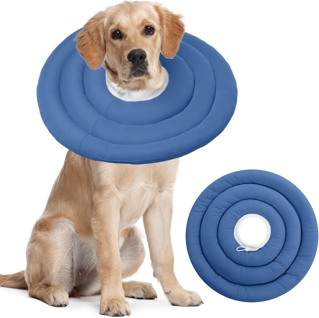 IDOMIK Dog Recovery Collar, Waterproof Soft Dog Cone After Surgery, Comfy Protective Elizabethan Collar Alternative for Dogs Cats, Adjustable Pet Neck Donut Cone Anti-Licking Biting Wounds, Navy, 2XL