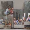 5-Panel Christian Religious Wall Decor Leonardo Da Vinci's The Last Supper Wall Art, Jesus Pictures for Dining Room Decor with Wooden Frame, Ready to Hang (60''W x 32''H)