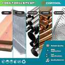 1/2 inch Cobalt Drill Bits (6Pcs), M35 HSS Metal Jobber Length Twist Drill Bit Set for Hard Metal, Stainless Steel, Iron, Copper, Aluminium, Brass, Plastic & Wood