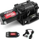 X-BULL New 12V DC 3000LBS IP68 Waterproof Electric Winch for Towing ATV/UTV, Boat, Off Road, Wireless Remote and Corded Control Recovery, Portable Synthetic Rope Electric Winch with Hawse Fairlead.
