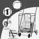 Elevon Foldable Shopping Utility Cart, Collapsible Durable Grocery Utility Cart with Rolling Wheels for Easy Storage, Laundry, Book, Luggage Travel, Compact Portable, Black