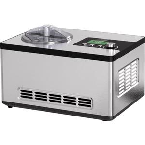Homtone Ice Cream Maker, No pre-Freezing Automatic Ice Cream Machine 2.1 Quart with Built-in Compressor and LCD Timer for Making Ice Cream,Gelato in 30-60 min
