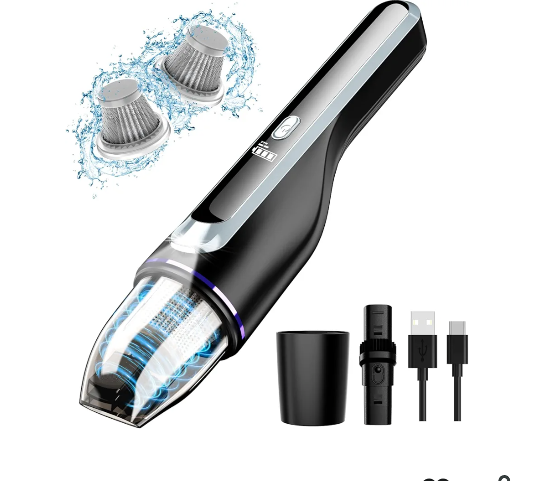 Handheld Vacuum Cordless - Car Vacuum with Brushless Motor & 14000Pa Powerful Suction, 1.2lbs Lightweight, LED Light, Slim Mini Vacuum Cleaner for Car Home Office Pet