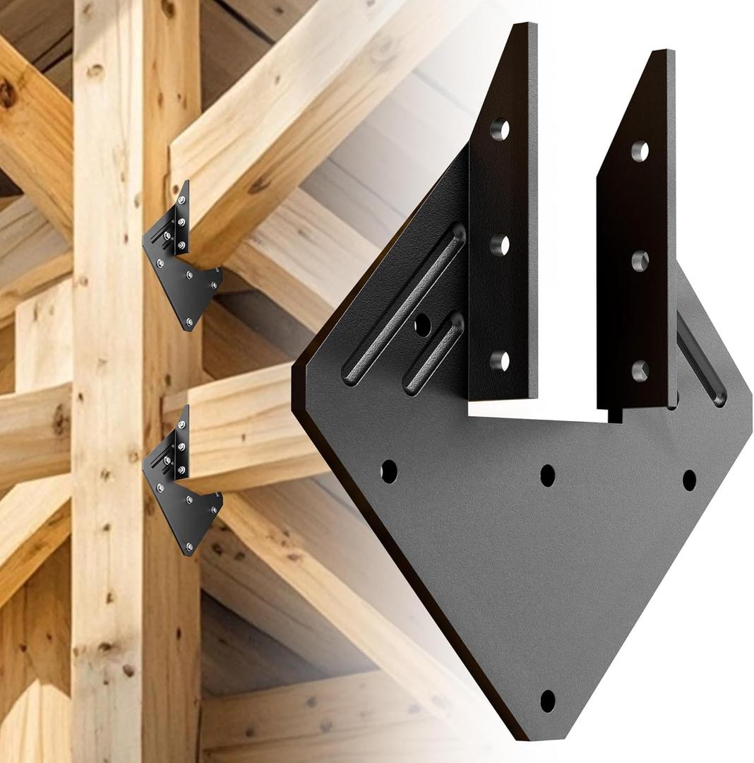 20 pcs Hurricane Ties for Rafters, Heavy Duty Black Hurricane Straps,13-Gauge Rafter Tie Brackets Connectors, Hurricane Clips for Roofing Trusses Wood Timber, Seismic Joist Hangers, Roof Brackets