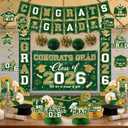 Green and Gold Graduation Decorations 2026 Set, All-in-1 Kit with Congrats Grad Banner Class of 2026 Backdrop Porch Sign Balloons Centerpieces Card Box Pom Poms Streamers for College High School