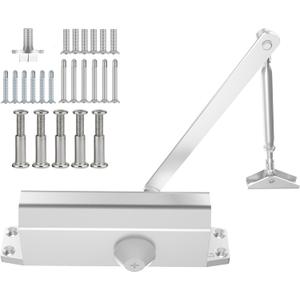 Door Closer, Residential Grade 3 Hydraulic Silent Automatic Door Closer for Home and Commercial, Easy Installation with Manual and Screws - Aluminum (Door Weight 99~143 lb)