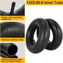 2 Pcs 13x5.00-6 Lawn Mower Pneumatic Tire and Wheel, 13X5.00-6 Front Riding Mowers Tire with 3/4" 5/8" Bushings, 3" -4.5" Centered Hub, 13x5-6 Tube with TR13 Valve Stem, 375 LBS