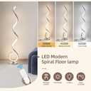 Spiral LED Floor Lamp for Living Room,40W Modern Floor Lamps with Remote Control, 3 Colors Stepless Dimmable Floor Standing Lamp Reading Corner Floor Tall Lamp for Bedroom Office - Chrome