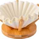 Basket Coffee Filter Holder Storage - CAFEMASY Bamboo Coffee Filters Rack Dispenser for Home Kitchen Coffee Bar Counter Decor